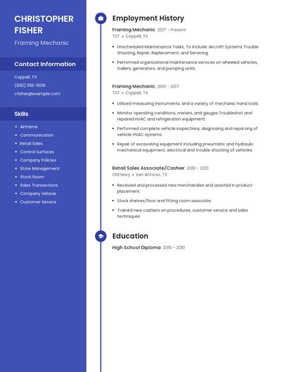 Framing Mechanic Resume