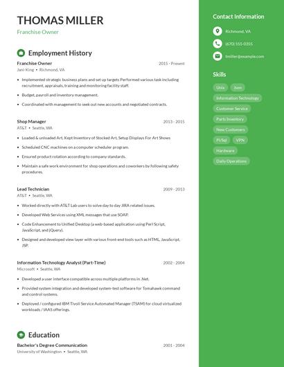 Resume example 4