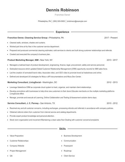 Franchise Owner Resume