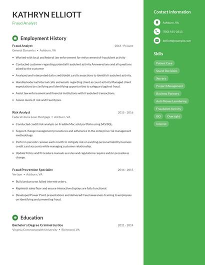 Fraud Analyst Resume