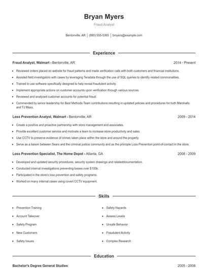 Resume example 1