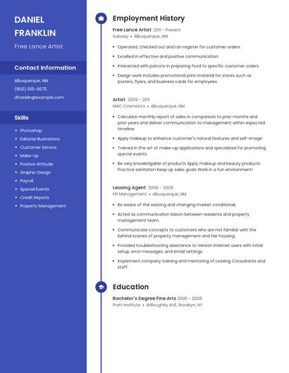 Free Lance Artist Resume
