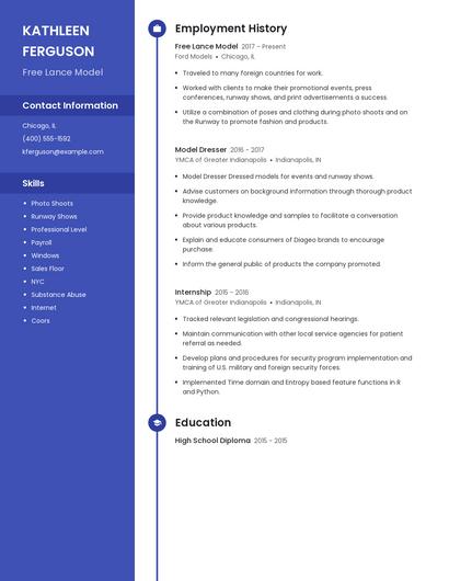 Free Lance Model Resume