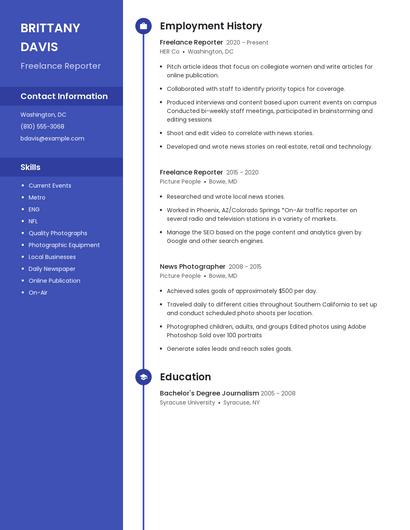 Freelance Reporter Resume