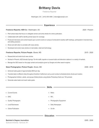 Resume example 1