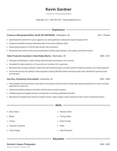 Resume example 1