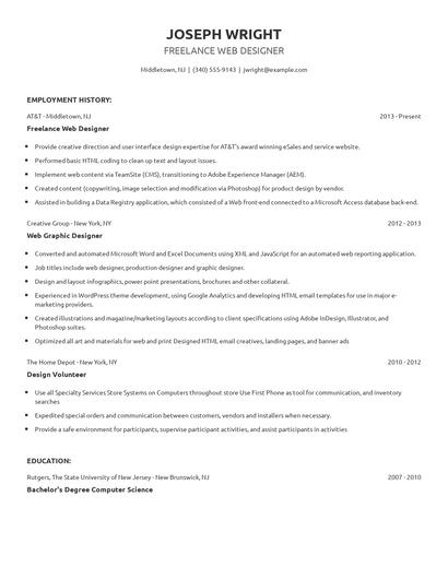 Freelance Web Designer Resume