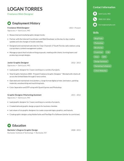 Freelance Web Designer Resume