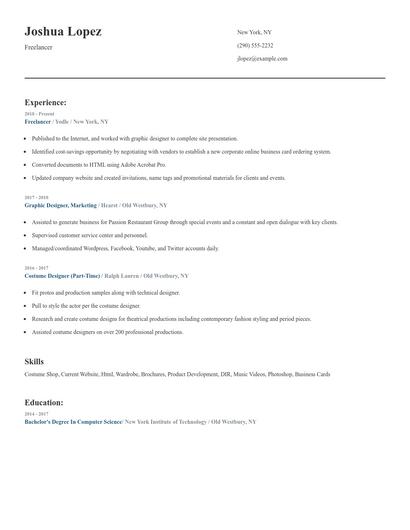 Freelancer Resume
