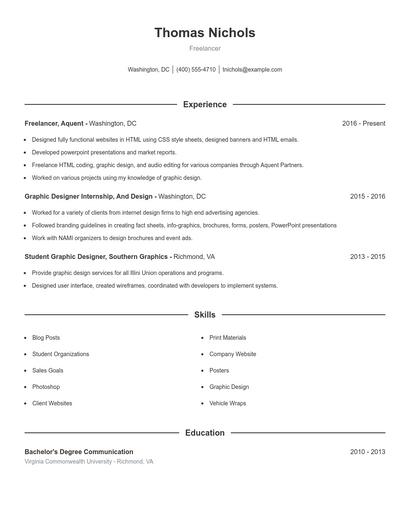 Freelancer Resume