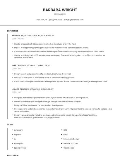 Freelancer Resume