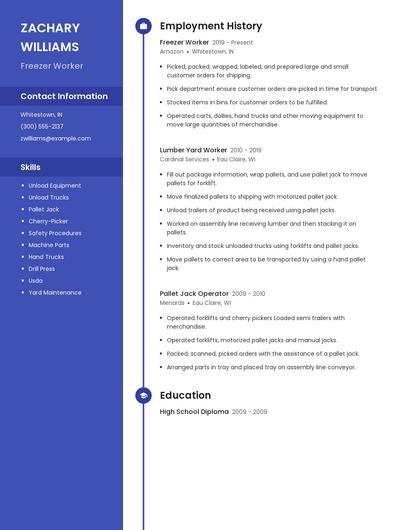 Freezer Worker Resume