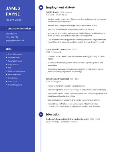 Freight Broker Resume