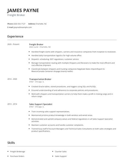Freight Broker Resume