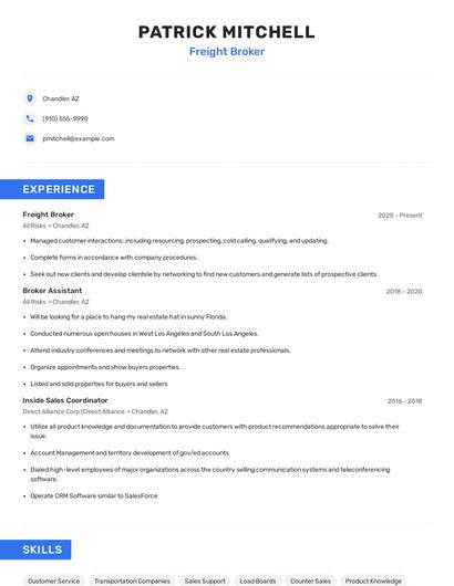 Freight Broker Resume