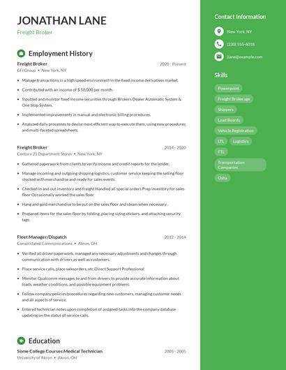 Freight Broker Resume