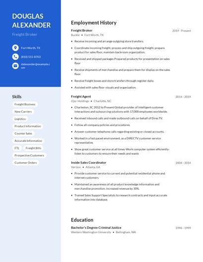 Freight Broker Resume