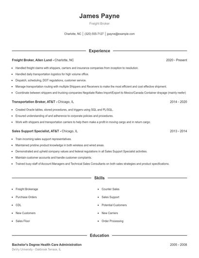 Resume example 1