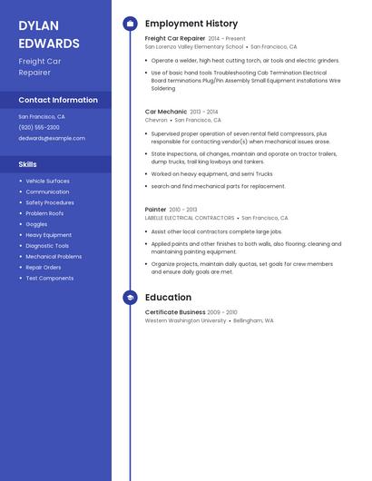 Freight Car Repairer Resume
