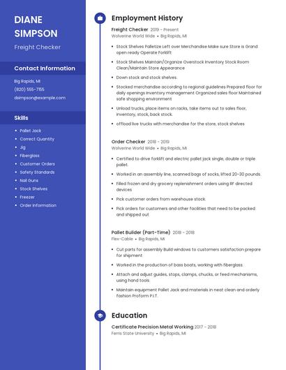 Freight Checker Resume