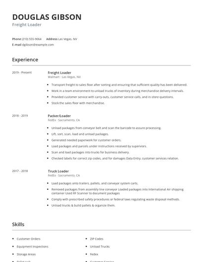 Freight Loader Resume