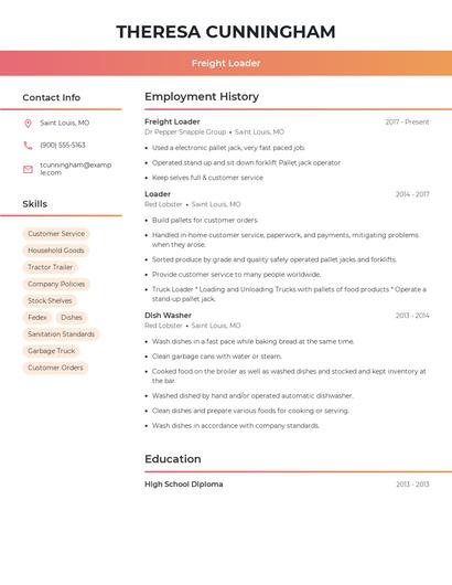 Freight Loader Resume