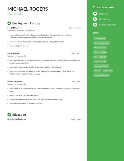 Freight Loader Resume