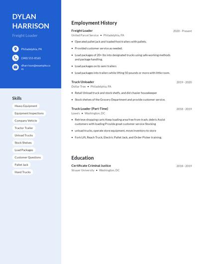 Freight Loader Resume