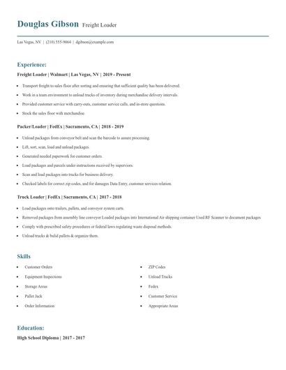 Freight Loader Resume
