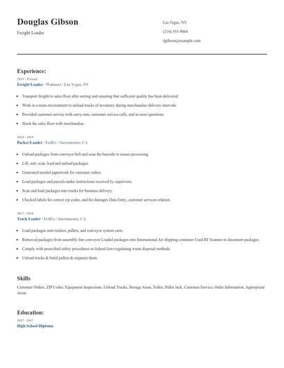 Freight Loader Resume