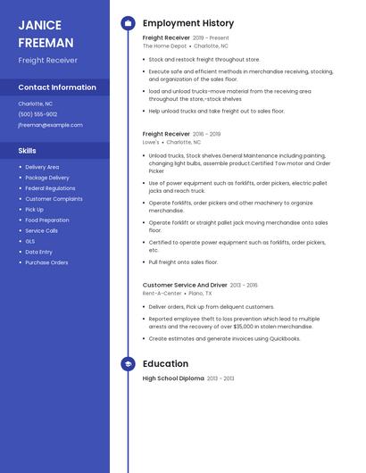 Freight Receiver Resume