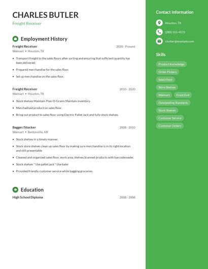 Freight Receiver Resume