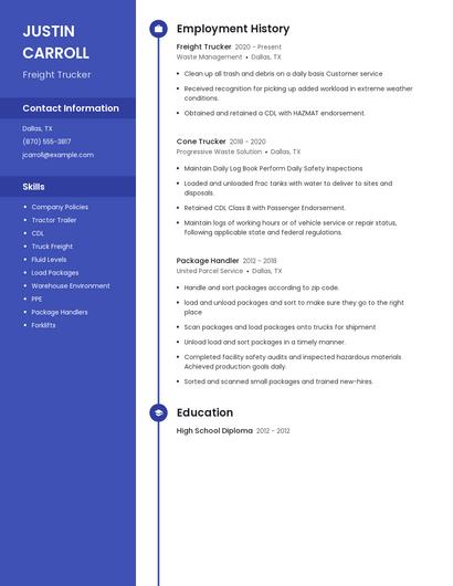 Freight Trucker Resume