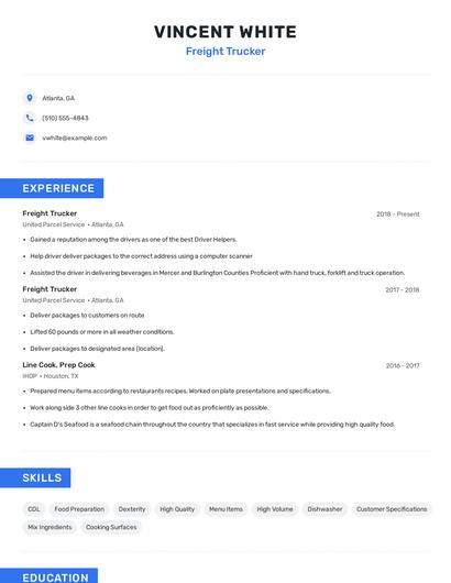 Freight Trucker Resume