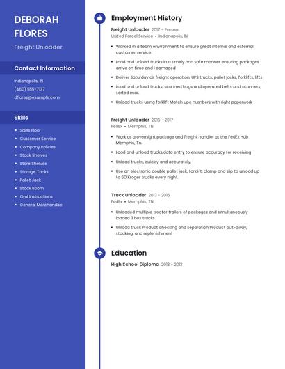 Freight Unloader Resume