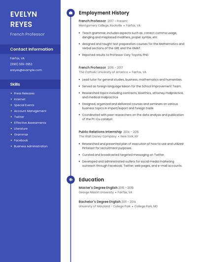 French Professor Resume