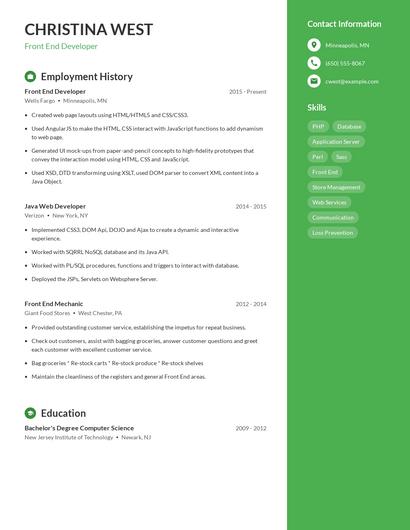 Resume example 5