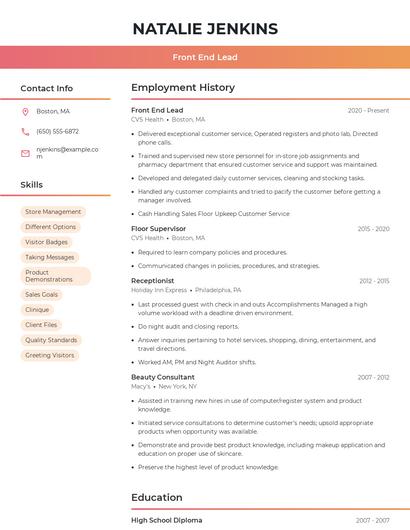 Resume example 3