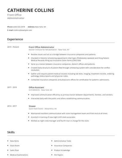 Front Office Administrator Resume