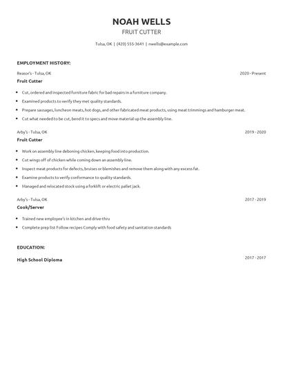 Fruit Cutter Resume