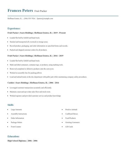 Fruit Packer Resume