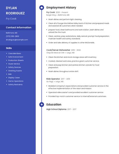 Fry Cook Resume