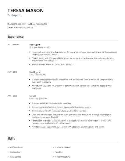 Fuel Agent Resume