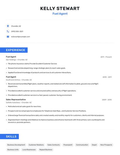 Fuel Agent Resume