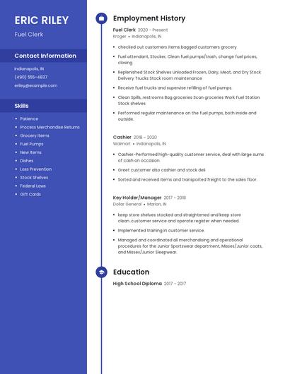 Fuel Clerk Resume