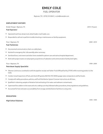 Fuel Operator Resume