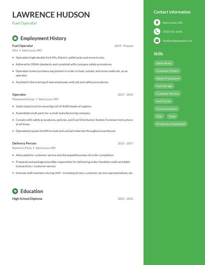 Fuel Operator Resume