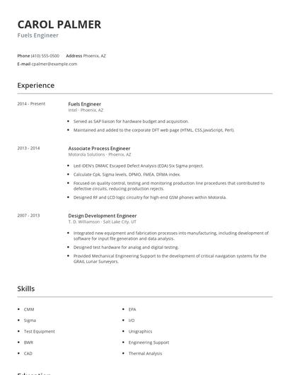 Fuels Engineer Resume