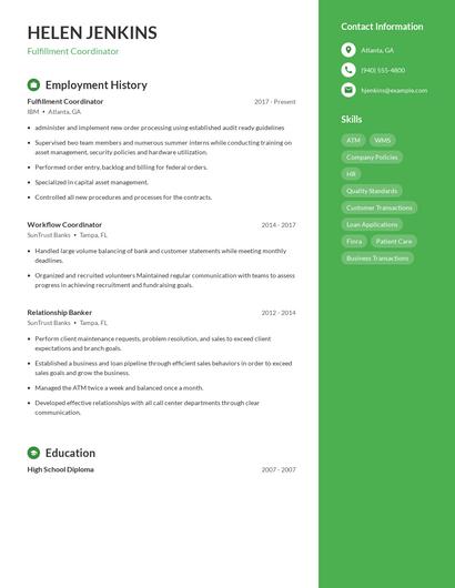 Fulfillment Coordinator Resume