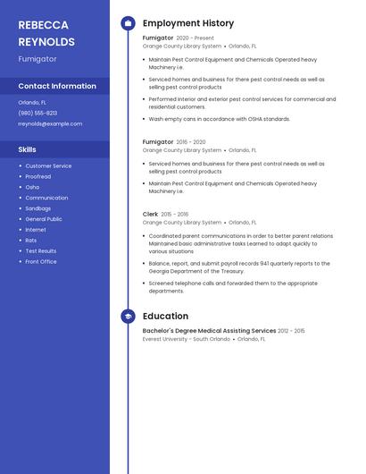 Fumigator Resume